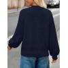 MEROKEETY Women’s Winter Floral Sweater Crew Neck Lantern Sleeve 2025 Fall Trendy Warm Chunky Oversized Pullover Tops(Navy)