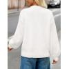 MEROKEETY Women’s Winter Floral Sweater Crew Neck Lantern Sleeve 2025 Fall Trendy Warm Chunky Oversized Pullover Tops(White)