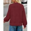 MEROKEETY Women’s Winter Floral Sweater Crew Neck Lantern Sleeve 2025 Fall Trendy Warm Chunky Oversized Pullover Tops(Wine Red)