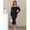 MEROKEETY Women’s Winter Off Shoulder Bodycon Sweater Dress 2026 Spring Formal Long Sleeve Elegant Club Party Midi Dresses(Black)