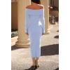 MEROKEETY Women’s Winter Off Shoulder Bodycon Sweater Dress 2026 Spring Formal Long Sleeve Elegant Club Party Midi Dresses(Blue)