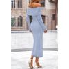 MEROKEETY Women’s Winter Off Shoulder Bodycon Sweater Dress 2026 Spring Formal Long Sleeve Elegant Club Party Midi Dresses(Bluewhite)