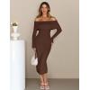 MEROKEETY Women’s Winter Off Shoulder Bodycon Sweater Dress 2026 Spring Formal Long Sleeve Elegant Club Party Midi Dresses(Coffee)