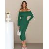 MEROKEETY Women’s Winter Off Shoulder Bodycon Sweater Dress 2026 Spring Formal Long Sleeve Elegant Club Party Midi Dresses(Darkgreen)