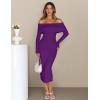 MEROKEETY Women’s Winter Off Shoulder Bodycon Sweater Dress 2026 Spring Formal Long Sleeve Elegant Club Party Midi Dresses(Darkpurple)