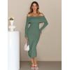 MEROKEETY Women’s Winter Off Shoulder Bodycon Sweater Dress 2026 Spring Formal Long Sleeve Elegant Club Party Midi Dresses(Dustygreen)