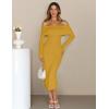 MEROKEETY Women’s Winter Off Shoulder Bodycon Sweater Dress 2026 Spring Formal Long Sleeve Elegant Club Party Midi Dresses(Ginger)