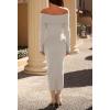 MEROKEETY Women’s Winter Off Shoulder Bodycon Sweater Dress 2026 Spring Formal Long Sleeve Elegant Club Party Midi Dresses(Gray)