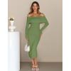 MEROKEETY Women’s Winter Off Shoulder Bodycon Sweater Dress 2026 Spring Formal Long Sleeve Elegant Club Party Midi Dresses(Green)