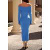 MEROKEETY Women’s Winter Off Shoulder Bodycon Sweater Dress 2026 Spring Formal Long Sleeve Elegant Club Party Midi Dresses(Lakeblue)