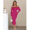MEROKEETY Women’s Winter Off Shoulder Bodycon Sweater Dress 2026 Spring Formal Long Sleeve Elegant Club Party Midi Dresses(Rosepink)