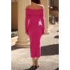 MEROKEETY Women’s Winter Off Shoulder Bodycon Sweater Dress 2026 Spring Formal Long Sleeve Elegant Club Party Midi Dresses(Rosepink)