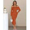 MEROKEETY Women’s Winter Off Shoulder Bodycon Sweater Dress 2026 Spring Formal Long Sleeve Elegant Club Party Midi Dresses(Rust)