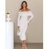 MEROKEETY Women’s Winter Off Shoulder Bodycon Sweater Dress 2026 Spring Formal Long Sleeve Elegant Club Party Midi Dresses(White)