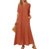 MEROKEETY Summer Spring Maxi Dresses for Women 2026 Beach Vacation Casual Short Sleeve Long T Shirt Sundress with Pockets(Caramel)
