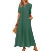 MEROKEETY Summer Spring Maxi Dresses for Women 2026 Beach Vacation Casual Short Sleeve Long T Shirt Sundress with Pockets(Darkgreen)