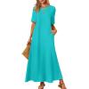 MEROKEETY Summer Spring Maxi Dresses for Women 2026 Beach Vacation Casual Short Sleeve Long T Shirt Sundress with Pockets(Lakegreen)