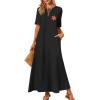 MEROKEETY Summer Spring Maxi Dresses for Women 2026 Beach Vacation Casual Short Sleeve Long T Shirt Sundress with Pockets(Redleaf)