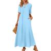 MEROKEETY Summer Spring Maxi Dresses for Women 2026 Beach Vacation Casual Short Sleeve Long T Shirt Sundress with Pockets(Skyblue)