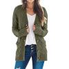 MEROKEETY Women’s 2025 Fall Long Sleeve Cable Knit Sweater Open Front Cardigan Button Loose Outerwear(Army Green)