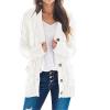MEROKEETY Women’s 2025 Fall Long Sleeve Cable Knit Sweater Open Front Cardigan Button Loose Outerwear(Beige)