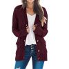 MEROKEETY Women’s 2025 Fall Long Sleeve Cable Knit Sweater Open Front Cardigan Button Loose Outerwear(Burgundy)