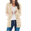 MEROKEETY Women’s 2025 Fall Long Sleeve Cable Knit Sweater Open Front Cardigan Button Loose Outerwear(Light Apricot)