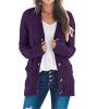 MEROKEETY Women’s 2025 Fall Long Sleeve Cable Knit Sweater Open Front Cardigan Button Loose Outerwear(Plum)