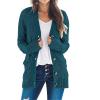 MEROKEETY Women’s 2025 Fall Long Sleeve Cable Knit Sweater Open Front Cardigan Button Loose Outerwear(Teal)