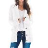 MEROKEETY Women’s 2025 Fall Long Sleeve Cable Knit Sweater Open Front Cardigan Button Loose Outerwear(White)