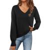 MEROKEETY Women’s 2025 Fall Long Sleeve Sweater V Neck Winter Tops Casual Lightweight Knit Pullover Shirts(Black)