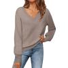 MEROKEETY Women’s 2025 Fall Long Sleeve Sweater V Neck Winter Tops Casual Lightweight Knit Pullover Shirts(Cashmere)