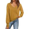 MEROKEETY Women’s 2025 Fall Long Sleeve Sweater V Neck Winter Tops Casual Lightweight Knit Pullover Shirts(Mustard)