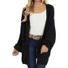 MEROKEETY Women’s 2025 Fall Open Front Chunky Knit Sweater Oversized Lantern Sleeve Cardigan Outwear(Black)