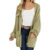 MEROKEETY Women’s 2025 Fall Open Front Chunky Knit Sweater Oversized Lantern Sleeve Cardigan Outwear(Green)