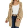 MEROKEETY Women’s 2025 Fall Open Front Chunky Knit Sweater Oversized Lantern Sleeve Cardigan Outwear(Khaki)