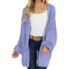 MEROKEETY Women’s 2025 Fall Open Front Chunky Knit Sweater Oversized Lantern Sleeve Cardigan Outwear(Lightpurple)