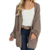 MEROKEETY Women’s 2025 Fall Open Front Chunky Knit Sweater Oversized Lantern Sleeve Cardigan Outwear(Mocha)