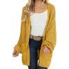 MEROKEETY Women’s 2025 Fall Open Front Chunky Knit Sweater Oversized Lantern Sleeve Cardigan Outwear(Mustard)
