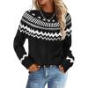 MEROKEETY Women’s 2026 Fall Winter Fair Isle Argyle Pullover Sweater Striped Crew Neck Long Sleeve Vintage Knit Tops(Black)