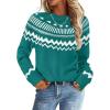 MEROKEETY Women’s 2026 Fall Winter Fair Isle Argyle Pullover Sweater Striped Crew Neck Long Sleeve Vintage Knit Tops(Green)