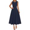 MEROKEETY Women’s 2026 Summer Elegant Classy Midi Dress Sleeveless A Line Flowy Formal Cocktail Dresses(Navy)