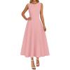 MEROKEETY Women’s 2026 Summer Elegant Classy Midi Dress Sleeveless A Line Flowy Formal Cocktail Dresses(Pink)