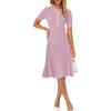 MEROKEETY Women’s 2026 Summer V Neck Ribbed Midi Dress Short Sleeve Button Elegant Bodycon Knit Sweater Dresses(Taro)