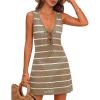 MEROKEETY Women’s Crochet Swimsuit Coverup 2026 Summer Tie Front Bathing Suit Swimwear Knit Hollow Out Beach Cover Up(Khaki)