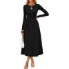 MEROKEETY Women’s Long Sleeve Flowy A Line Dresses 2025 Fall Fashion Elegant Cutout Wedding Guest Midi Maxi Dress(Black)