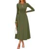 MEROKEETY Women’s Long Sleeve Flowy A Line Dresses 2025 Fall Fashion Elegant Cutout Wedding Guest Midi Maxi Dress(Olive)