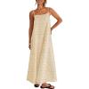 MEROKEETY Women’s Summer Spaghetti Straps Sundress 2026 Casual Sleeveless Floral Lace Eyelet Boho Beach Maxi Dress(Apricot)