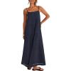 MEROKEETY Women’s Summer Spaghetti Straps Sundress 2026 Casual Sleeveless Floral Lace Eyelet Boho Beach Maxi Dress(Navy)