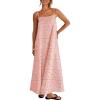 MEROKEETY Women’s Summer Spaghetti Straps Sundress 2026 Casual Sleeveless Floral Lace Eyelet Boho Beach Maxi Dress(Pink)